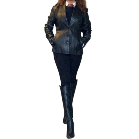 East 5 Classic Black Leather Women's blazer - Picture 14 of 15